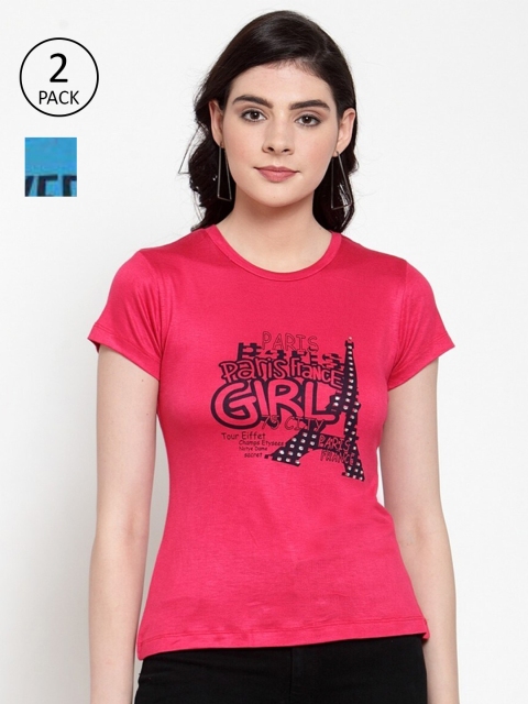 

armure Pack of 2 Magenta & Blue Print Top