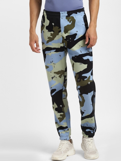 

ADIDAS Originals Men Blue & Black Camouflage Printed Cotton Joggers