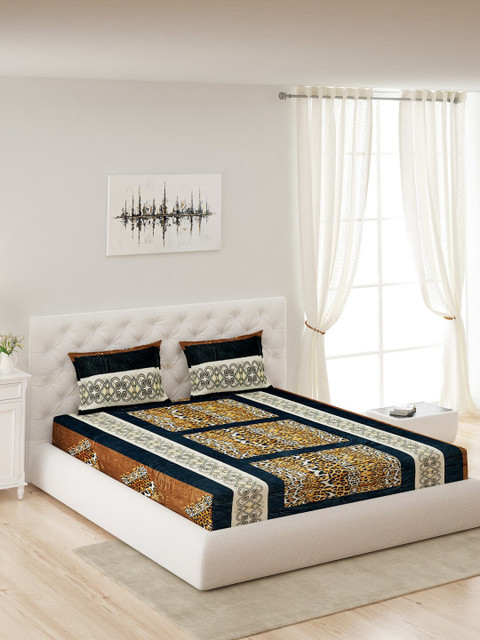 

Monte Carlo Black & White Ethnic Motifs Queen Bedsheet with 2 Pillow Covers