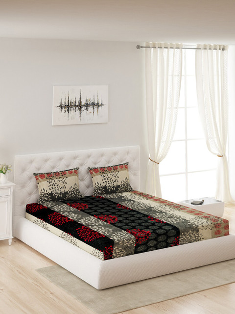 

Monte Carlo Multicoloured Floral Queen Bedsheet with 2 Pillow Covers, Multi
