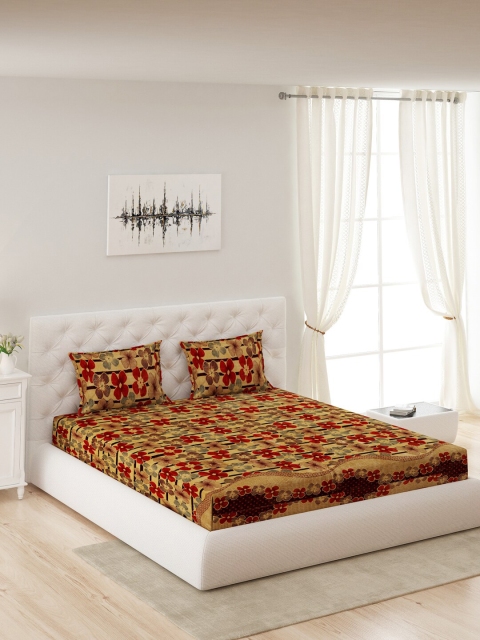 

Monte Carlo Yellow & Red Floral 280GSM Queen Bedsheet with 2 Pillow Covers