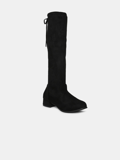 

20Dresses Black Suede Party High-Top Block Heeled Boots