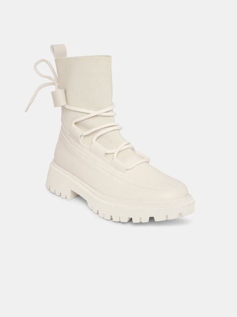 

20Dresses Off White High-Top Block Heeled Boots