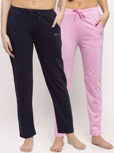 

NEUDIS Women Pack of 2 Solid Cotton Lounge Pants, Pink