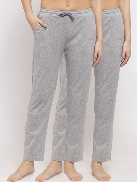 

NEUDIS Women Pack Of 2 Grey Solid Cotton Lounge Pants