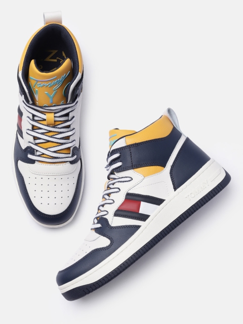 

Tommy Hilfiger Men Navy Blue Leather JEANS MID BASKET Sneakers