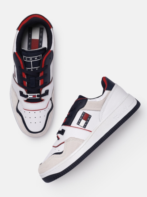 

Tommy Hilfiger Men White Colourblocked Leather Sneakers