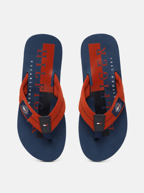 

Tommy Hilfiger Men Red & Navy Blue Printed Thong Flip-Flops