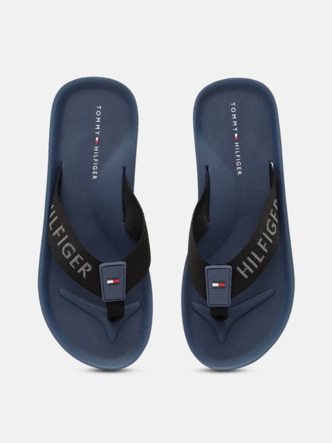 

Tommy Hilfiger Men Black & Navy Blue Printed Thong Flip-Flops