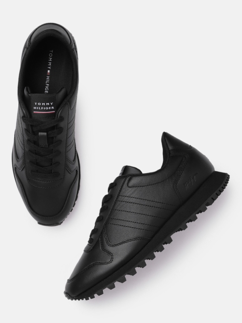

Tommy Hilfiger Men Black Solid Leather Regular Sneakers with Cleats