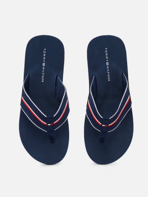 

Tommy Hilfiger Men Navy Blue Striped Thong Flip-Flops