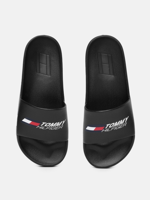 

Tommy Hilfiger Men Black Printed Croslite Sliders
