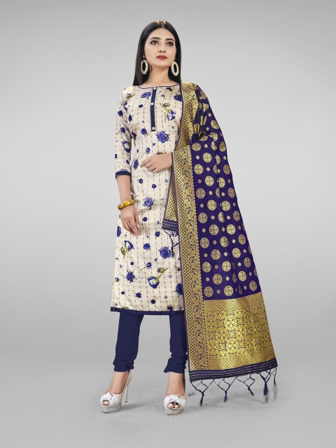 

Mitera Women Cream Printed Unstitched Suit Material