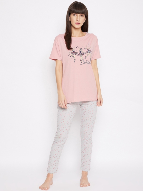 

FirstKrush Women Pink & Grey Night Suit