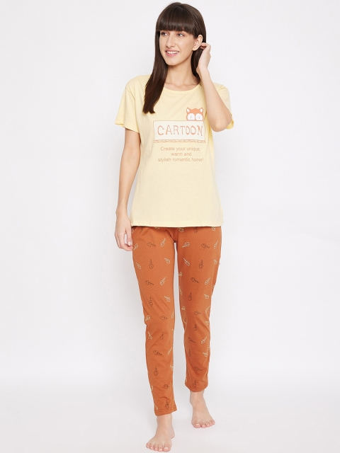 

FirstKrush Women Yellow Cotton Night Suit
