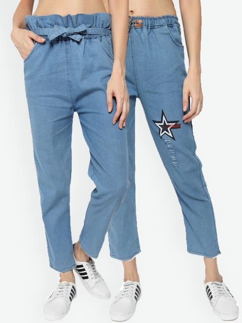 

Fleurt Women Pack Of 2 Blue Printed Jeans