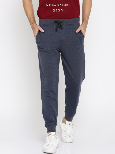 

American Crew Men Navy Melange Joggers, Navy blue