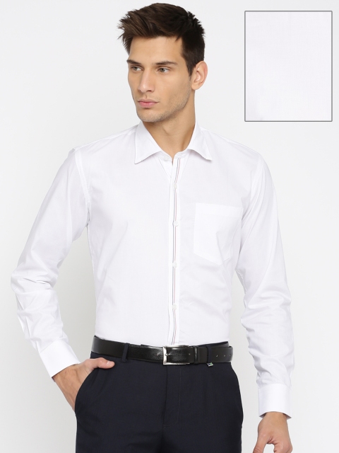 

American Crew Men White Slim Fit Solid Formal Shirt