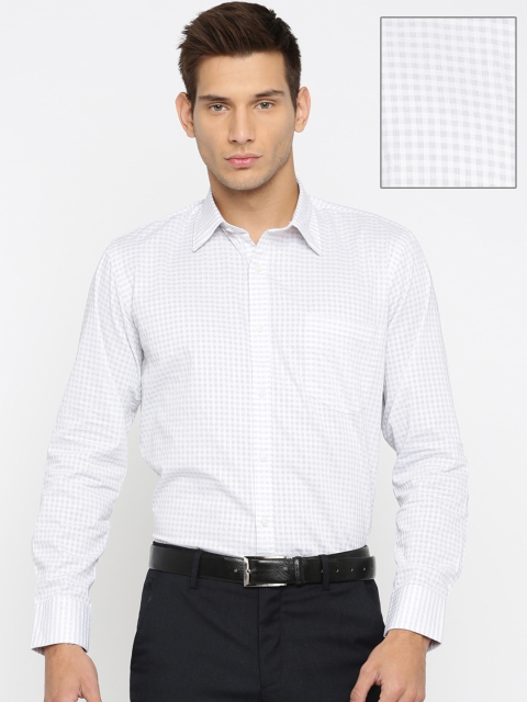 

American Crew Men Grey & White Slim Fit Checked Formal Shirt