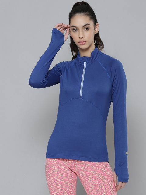 

Fitkin Women Blue High Neck Training or Gym T-shirt