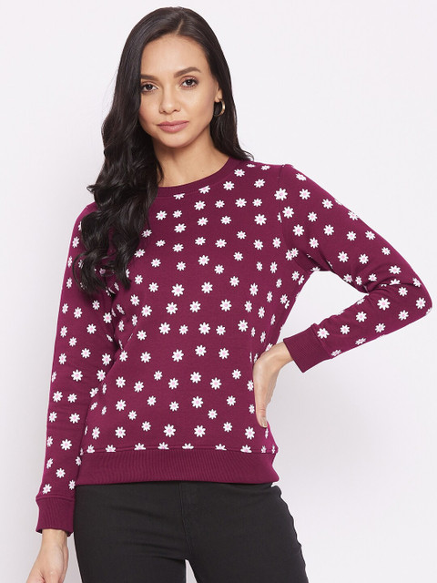 

HARBORNBAY Women Purple Printed Sweatshirt