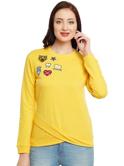

Club York Women Yellow Printed Sweatshirt