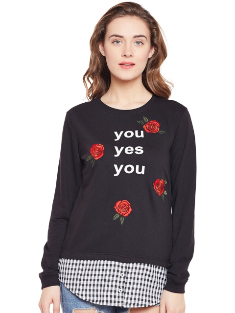 

Club York Women Black Printed Sweatshirt