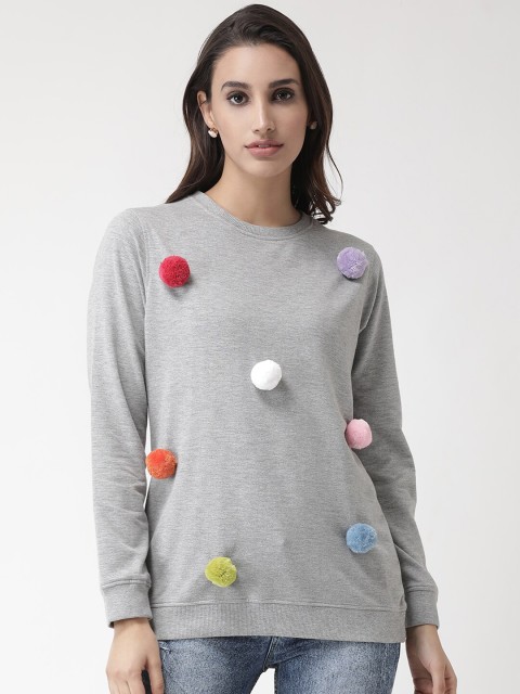 

Club York Women Grey Fleece Sweatshirt