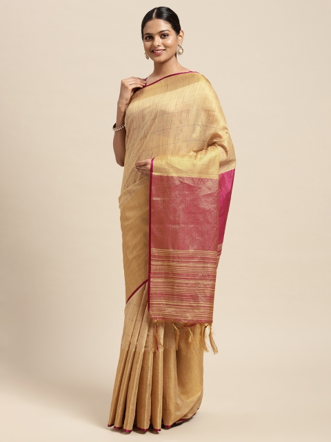 

Mitera Beige Art Silk Chanderi Saree
