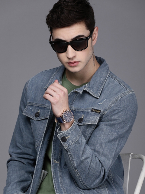 

Voi Jeans Men Blue Lightweight Denim Jacket