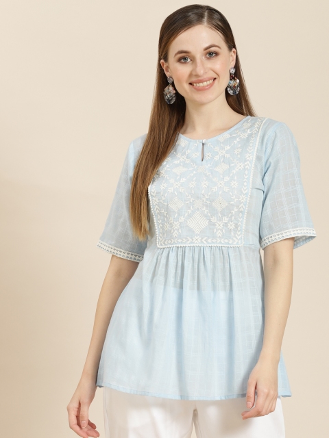 

Juniper Blue & White Embroidered Tunic