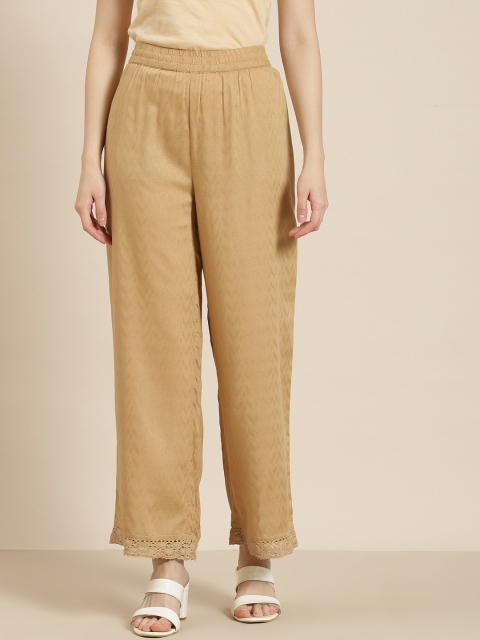 

Juniper Women Beige Self Design Dobby Ethnic Palazzos