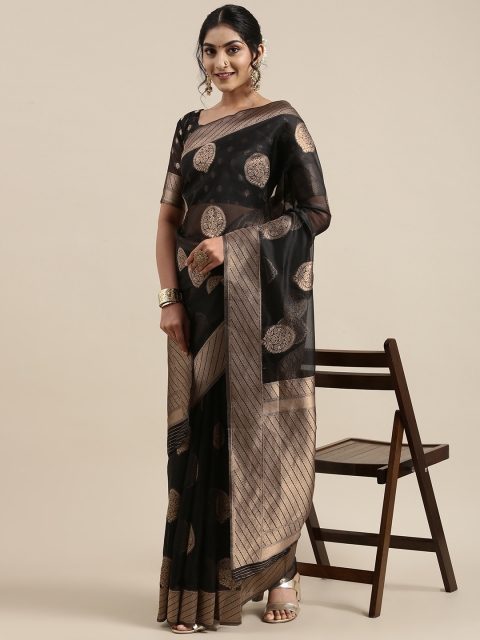 

Saree mall Black Floral Organza Banarasi Saree
