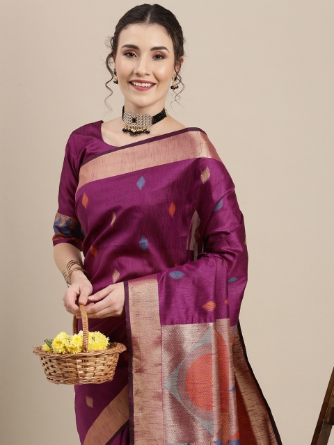 

Saree mall Magenta Silk Cotton Banarasi Saree