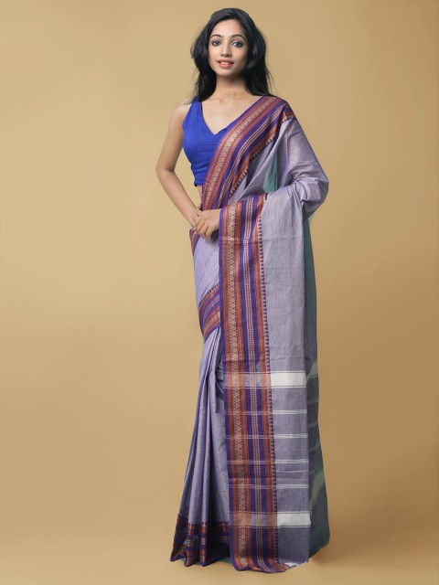 

Unnati Silks Blue & Brown Woven Design Pure Cotton Chettinad Saree