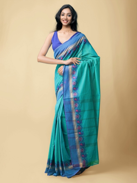 

Unnati Silks Green Pure Cotton Chettinad Saree