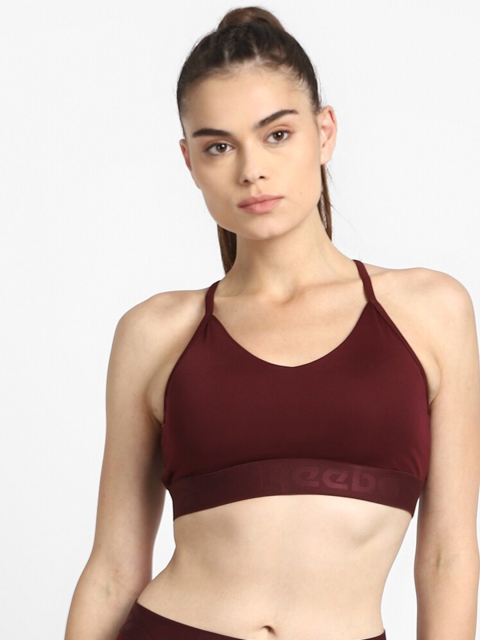 

Reebok Maroon Solid Non Wired Medium Coverage Workout Bra