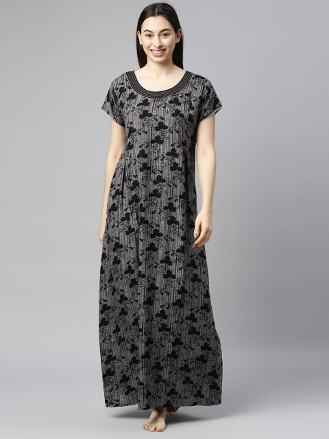 

GOLDSTROMS Black Printed Pure Cotton Maxi Nightdress