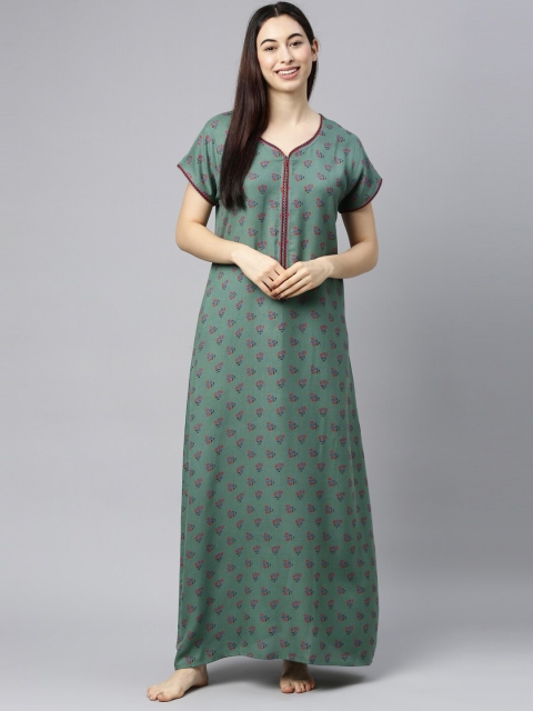 

GOLDSTROMS Green Printed Maxi Nightdress