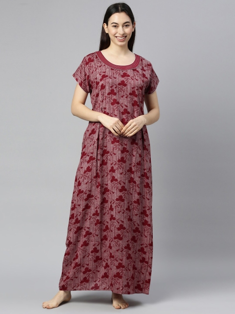 

GOLDSTROMS Maroon Printed Maxi Nightdress