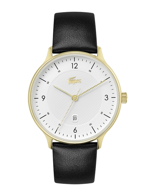 

Lacoste Men White Brass Dial & Black Leather Straps Analogue Watch 2011117