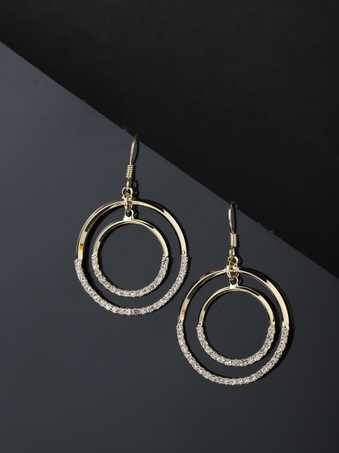 

Carlton London Gold-Plated CZ-Studded Handcrafted Circular Drop Earrings