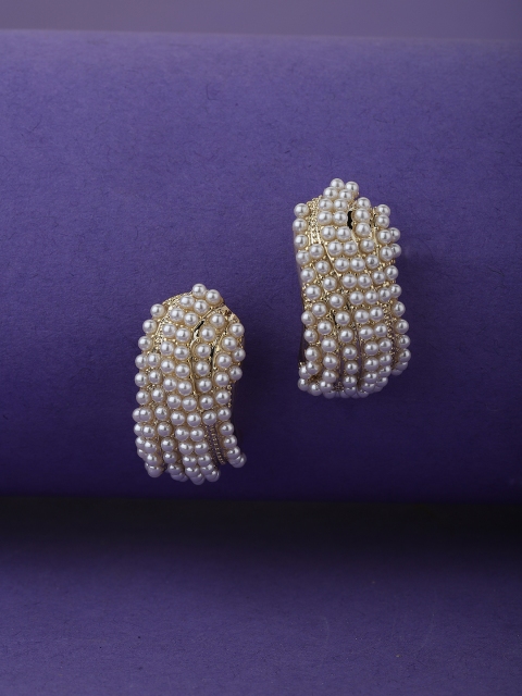 

Carlton London Gold-Toned & Off White Contemporary Studs Earrings