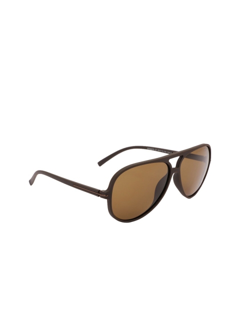 

MARC LOUIS Unisex Brown Lens & Black Polarised Aviator Sunglasses