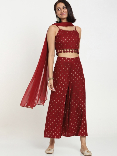 

Bewakoof Women Maroon Printed Ethnic Co-Ords