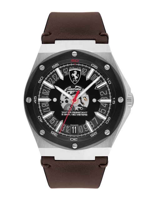 

SCUDERIA FERRARI Men Black Brass Dial & Brown Leather Straps Analogue Watch 0830844