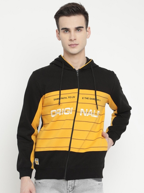 

V2 Value & Variety Men Black Colourblocked Hooded Sweatshirt