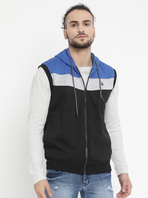 

V2 Value & Variety Men Black Colourblocked Hooded Sweatshirt