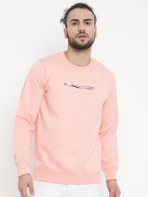 

V2 Value & Variety Men Peach-Coloured Fleece Printed Sweatshirt