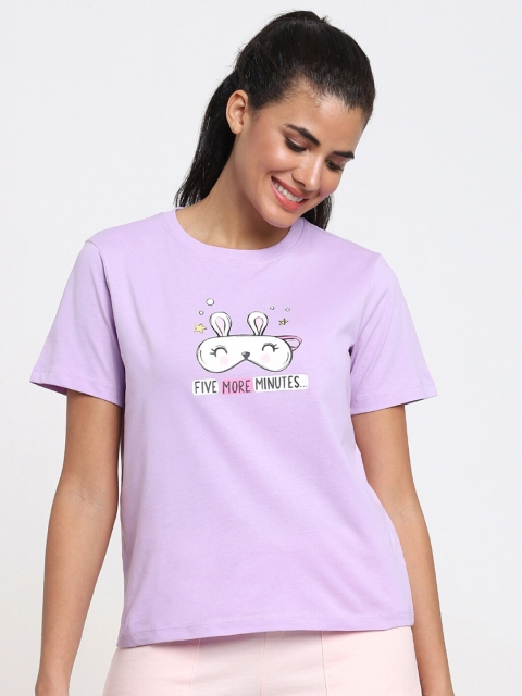 

Bewakoof Women Purple Typography Printed Lounge T-shirt